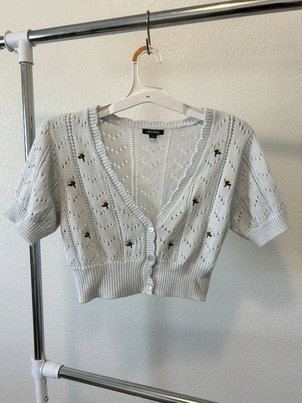 Wild Fable Light Blje Open-Knit Short Cardigan - Picture 2 of 5
